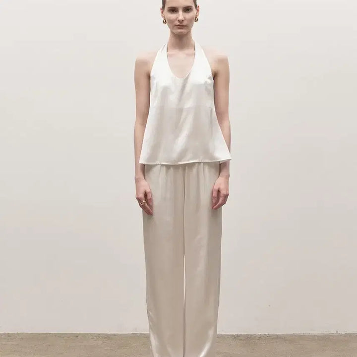 [BUNJANG] H.Mode Satin Halter Blouse / 에이치모드 새틴 스카프 홀터 블라우스 Satin halter blouse