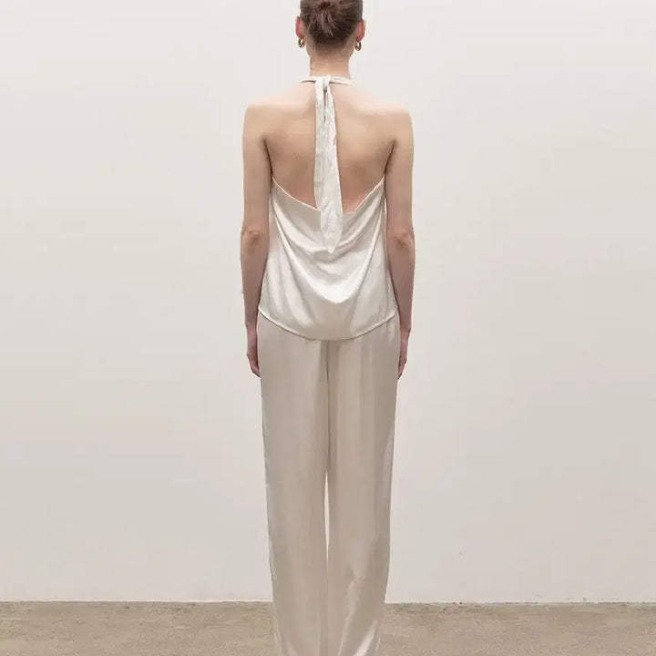 [BUNJANG] H.Mode Satin Halter Blouse / 에이치모드 새틴 스카프 홀터 블라우스 Satin halter blouse
