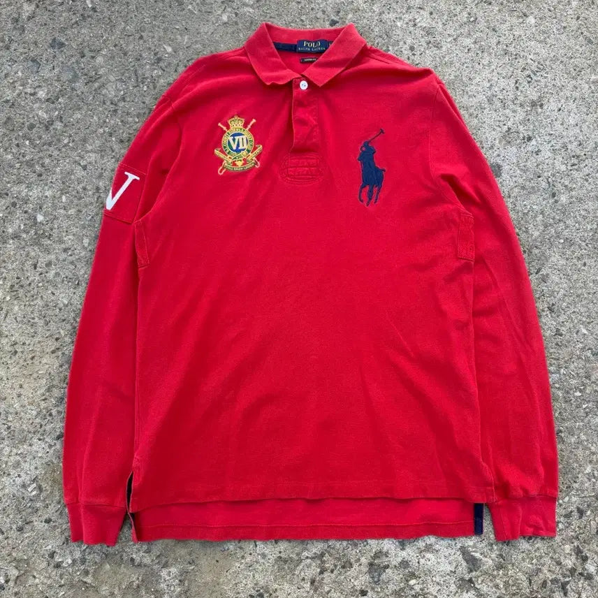 [BUNJANG] Polo Ralph Lauren Red Long Sleeve Polo Shirt / 폴로 랄프로렌 레드 긴팔 카라티