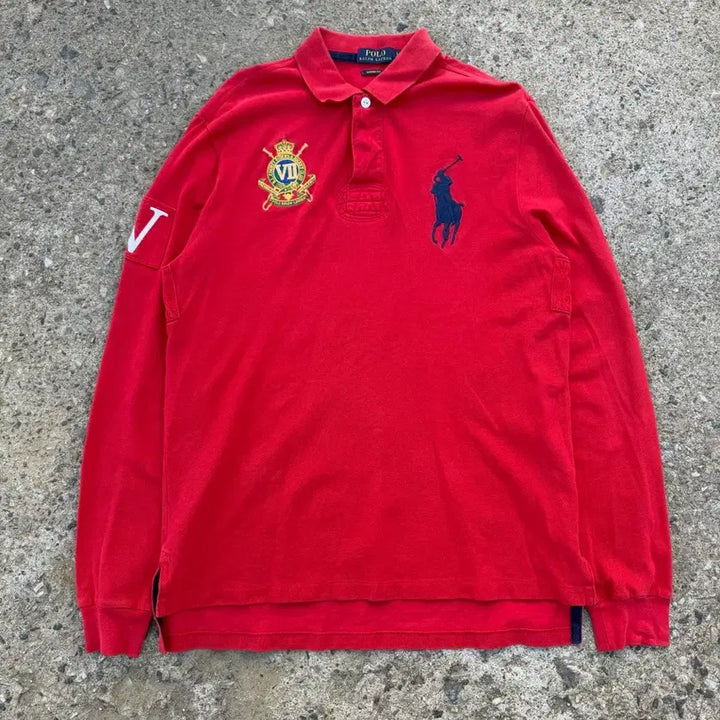 [BUNJANG] Polo Ralph Lauren Red Long Sleeve Polo Shirt / 폴로 랄프로렌 레드 긴팔 카라티