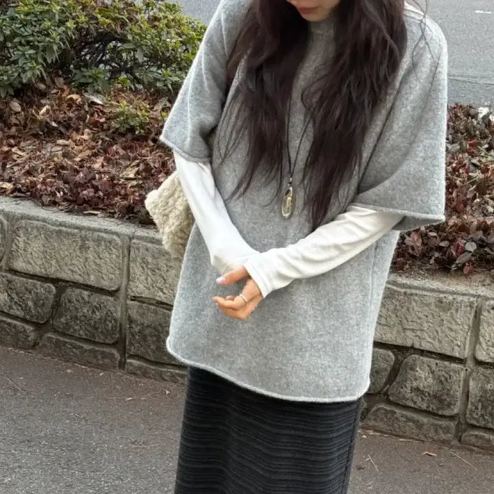 [BUNJANG] Layered Oversized Short Sleeve Knit / 레이어드 오버핏 반팔니트