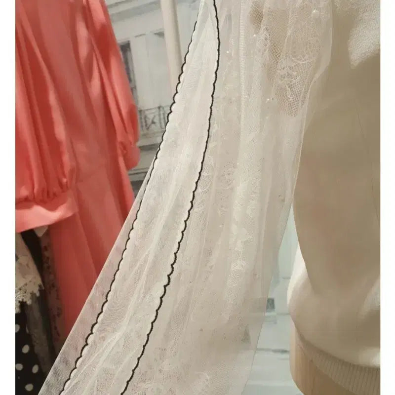 [SOLD OUT] satin 샤틴 이중 시스루 소매 니트