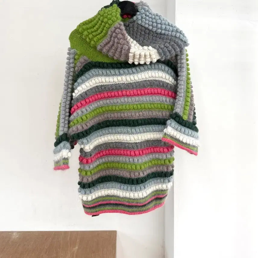 [BUNJANG] Kenzo DeFile Bold Textured High Neck Knit / 겐조 데필레 멀티컬러 볼드 텍스쳐 하이넥 니트