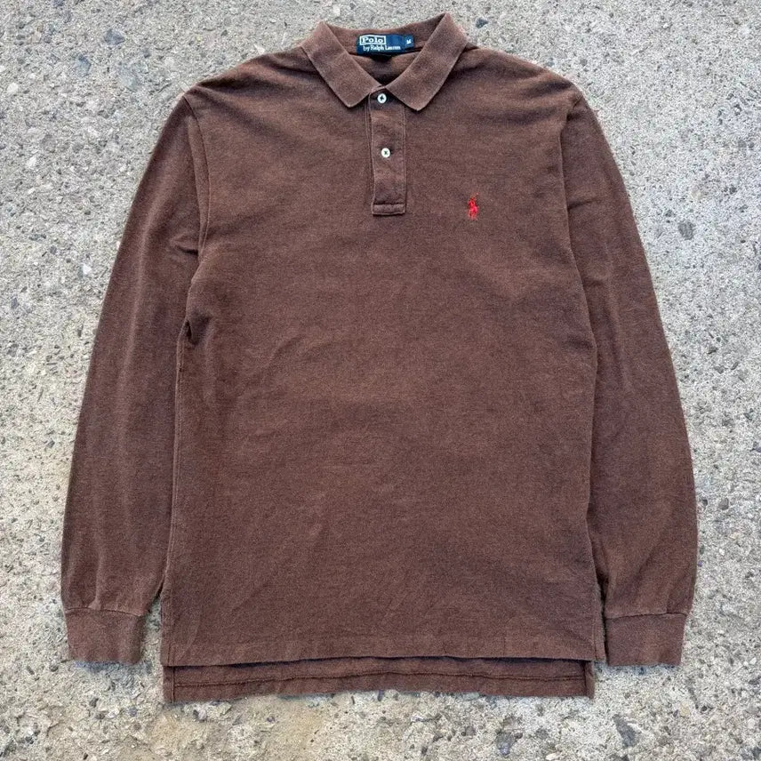 [BUNJANG] Polo Ralph Lauren Brown Long Sleeve Polo Shirt / 폴로 랄프로렌 브라운 긴팔 폴로티