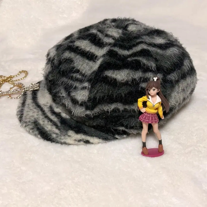 [SOLD OUT] 일본 오네갸루 호피 그레이 레오파드 퍼 베레모 캡 모자