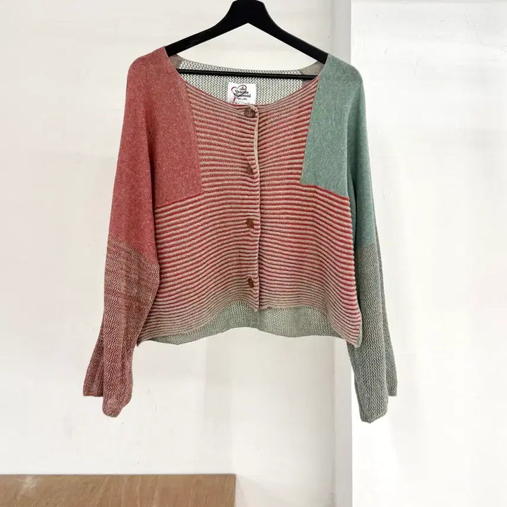 [BUNJANG] Vivienne Westwood Red Label Red Green Stripe Cardigan / 비비안 웨스트우드 레드라벨 레드 그린 스트라이프 배색 가디건