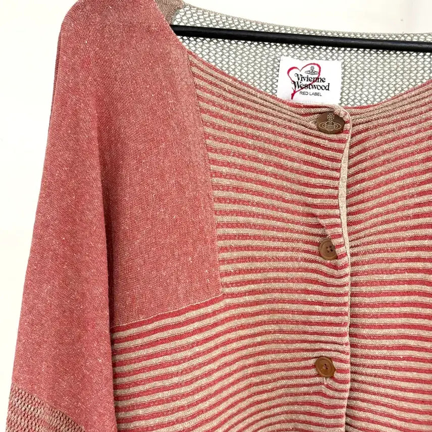 [BUNJANG] Vivienne Westwood Red Label Red Green Stripe Cardigan / 비비안 웨스트우드 레드라벨 레드 그린 스트라이프 배색 가디건