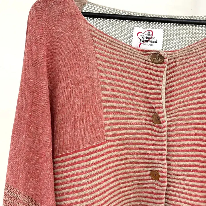 [BUNJANG] Vivienne Westwood Red Label Red Green Stripe Cardigan / 비비안 웨스트우드 레드라벨 레드 그린 스트라이프 배색 가디건