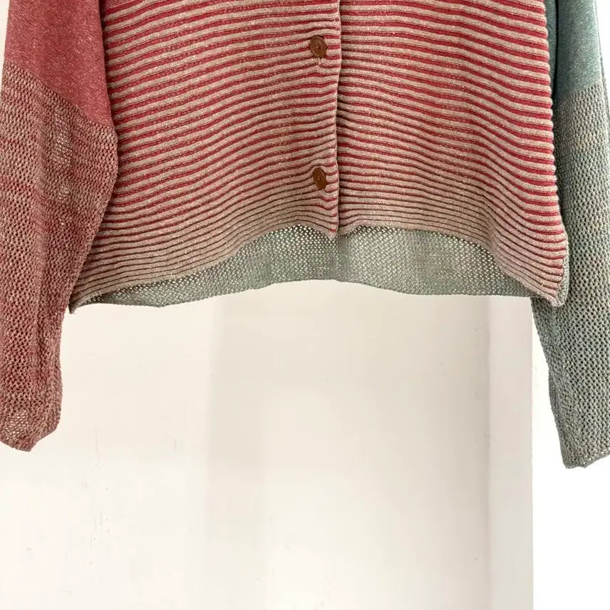 [BUNJANG] Vivienne Westwood Red Label Red Green Stripe Cardigan / 비비안 웨스트우드 레드라벨 레드 그린 스트라이프 배색 가디건