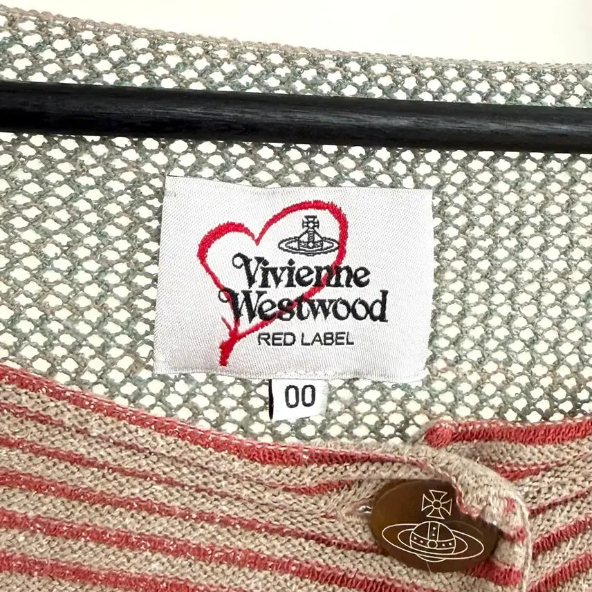 [BUNJANG] Vivienne Westwood Red Label Red Green Stripe Cardigan / 비비안 웨스트우드 레드라벨 레드 그린 스트라이프 배색 가디건
