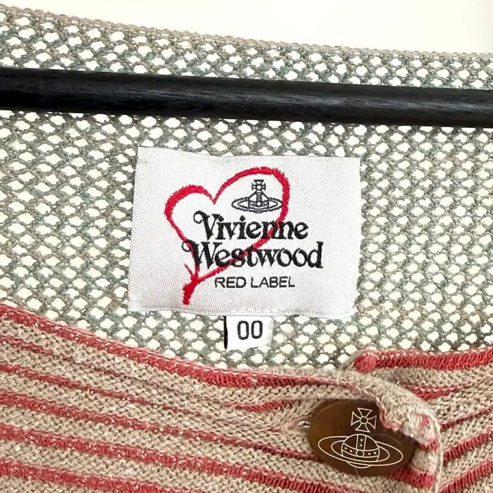 [BUNJANG] Vivienne Westwood Red Label Red Green Stripe Cardigan / 비비안 웨스트우드 레드라벨 레드 그린 스트라이프 배색 가디건