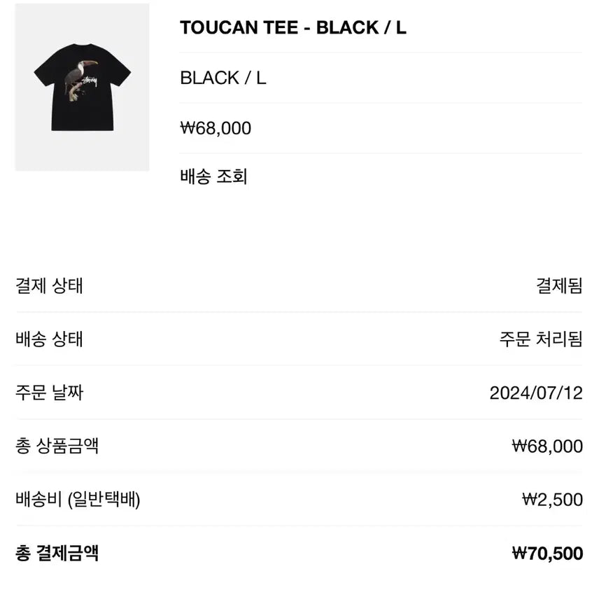 [BUNJANG] Stussy Toucan T-Shirt / 스투시 투칸 티셔츠