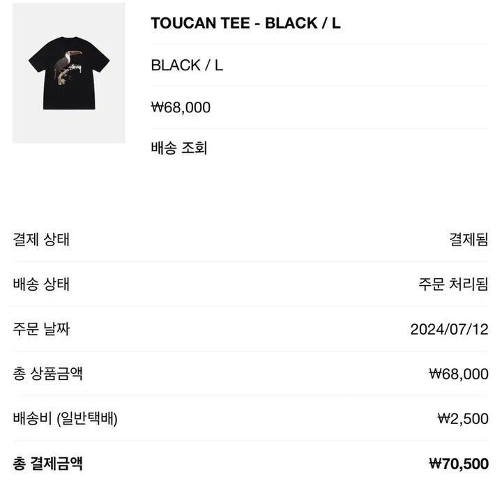 [BUNJANG] Stussy Toucan T-Shirt / 스투시 투칸 티셔츠