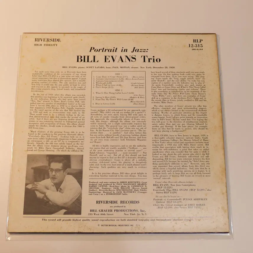 [BUNJANG] Bill Evans Trio Portrait In Jazz Vinyl LP / [LP] Bill Evans Trio - Portrait In Jazz
