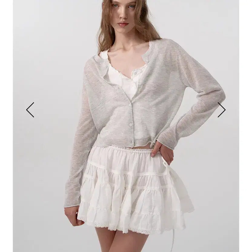 [BUNJANG] TheBarnett Sway Frill Lace Skirt - Ivory / 더바넷 Sway Frill Lace Skirt_Ivory