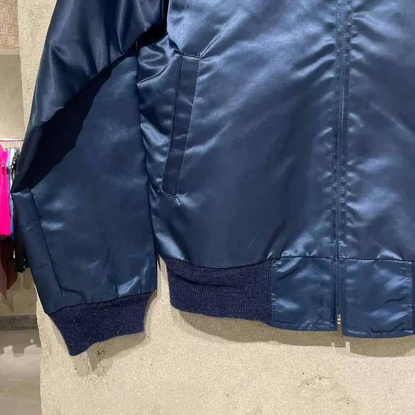 [BUNJANG] Japanese Vintage 8-Ball Satin Blouson Jacket / 재패니즈 빈티지 블루 8볼 사틴 블루종 자켓