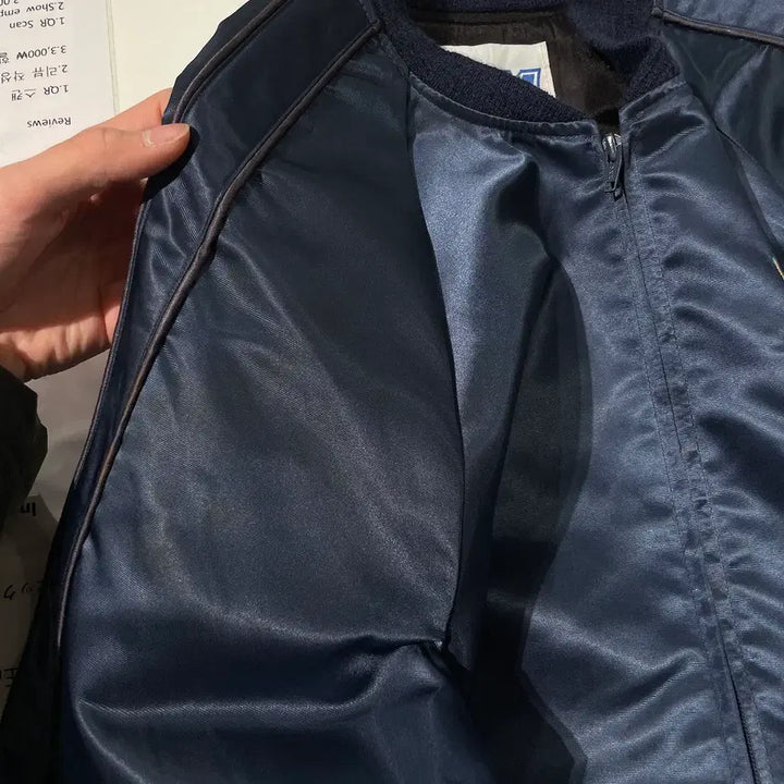 [BUNJANG] Japanese Vintage 8-Ball Satin Blouson Jacket / 재패니즈 빈티지 블루 8볼 사틴 블루종 자켓