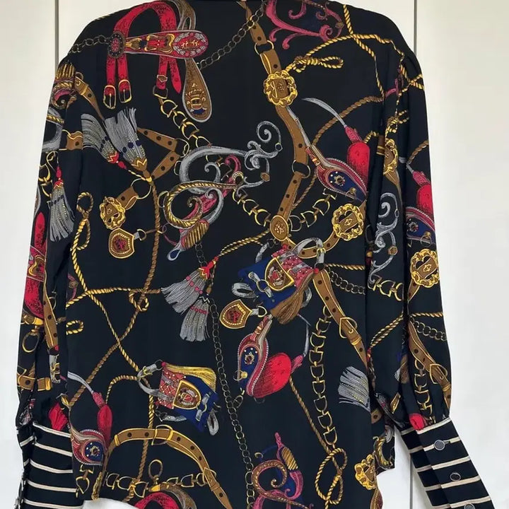 [BUNJANG] Egoist Black Pattern Blouse / 에고이스트 블랙 패턴 블라우스