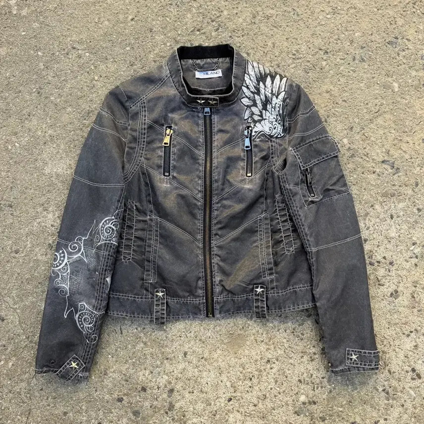 [BUNJANG] MILANO Black Washed Denim Jacket / MILANO 블랙 워싱 데님 자켓
