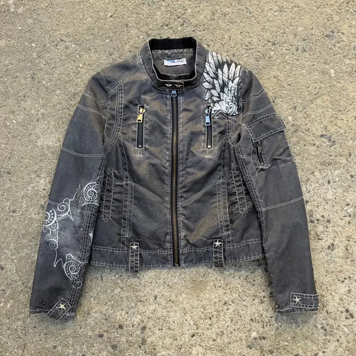 [BUNJANG] MILANO Black Washed Denim Jacket / MILANO 블랙 워싱 데님 자켓