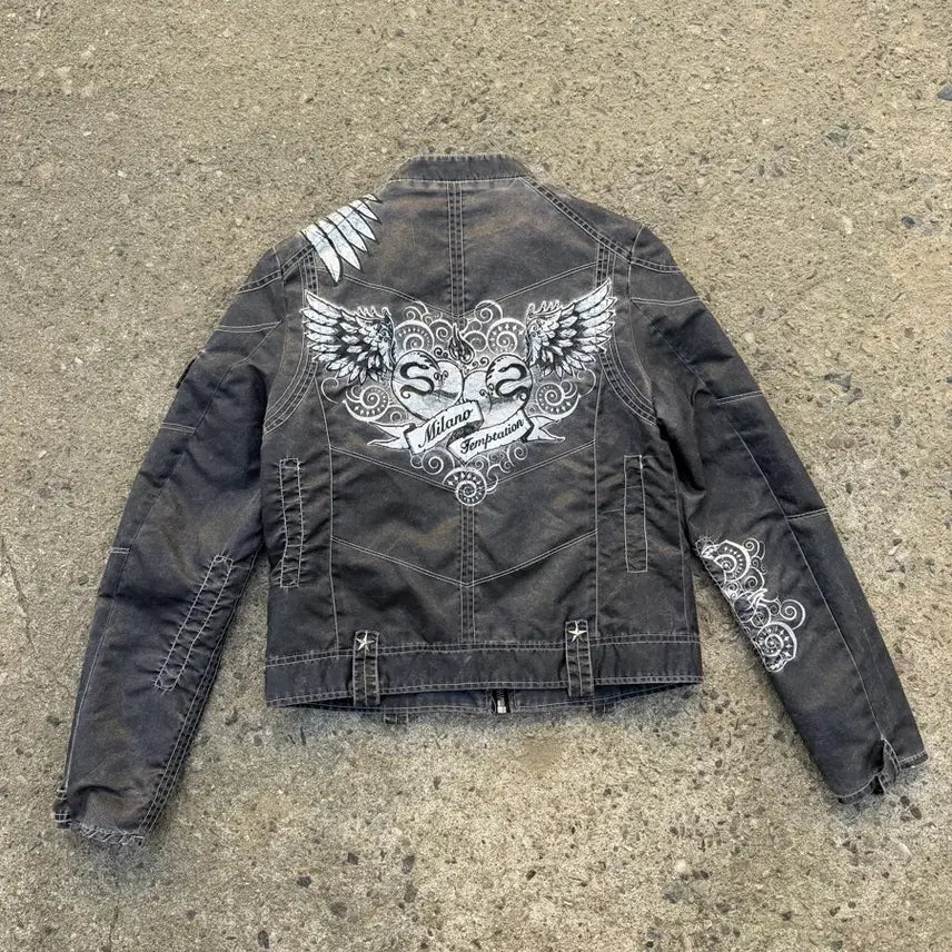 [BUNJANG] MILANO Black Washed Denim Jacket / MILANO 블랙 워싱 데님 자켓