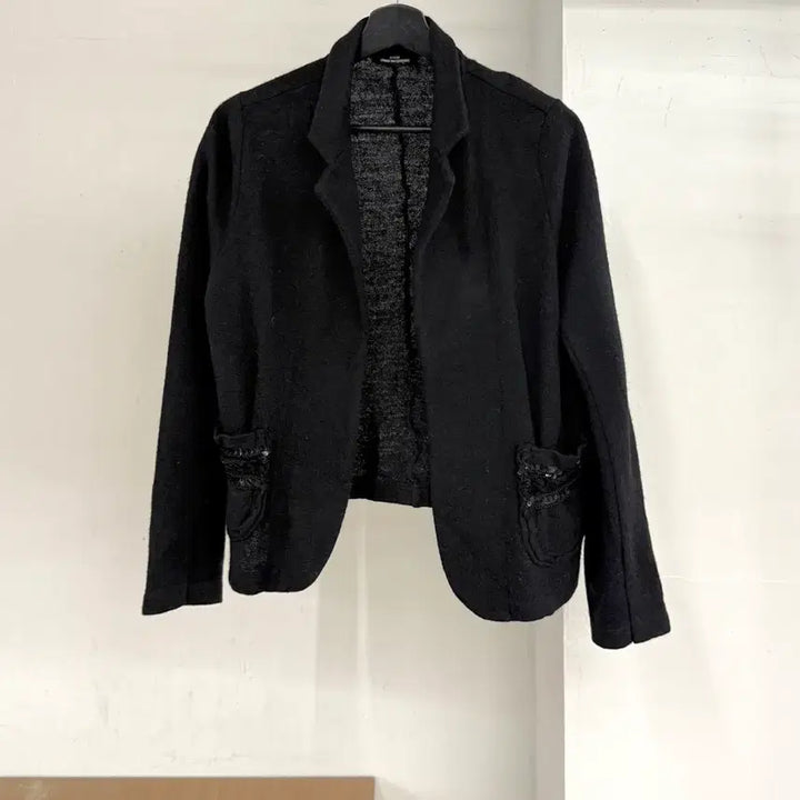 [BUNJANG] Comme des Garcons Tricot Black Sequin Pocket Open Cardigan / 꼼데가르송 트리콧 블랙 스팽글 포켓 오픈 가디건