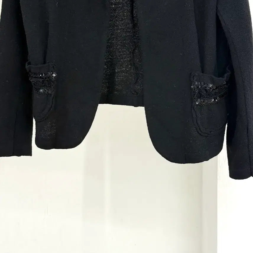 [BUNJANG] Comme des Garcons Tricot Black Sequin Pocket Open Cardigan / 꼼데가르송 트리콧 블랙 스팽글 포켓 오픈 가디건