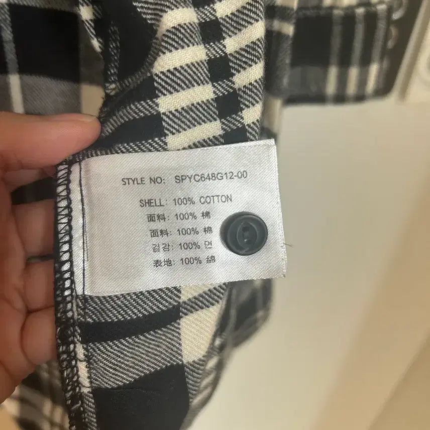 [BUNJANG] Spao Black White Check Long Shirt / 스파오 블랙 화이트 체크 셔츠