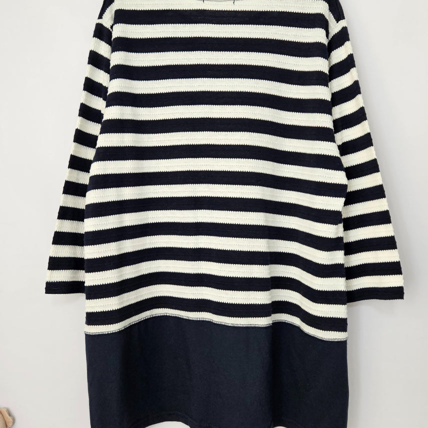 [BUNJANG] Here Dingdong Deep Navy Stripe Long T-Shirt / 딩동 :) 딥네이비 스트라이프 롱 티셔츠