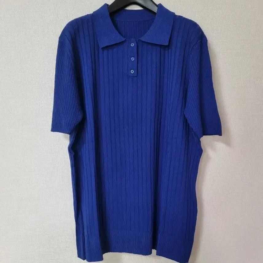 [BUNJANG] Viscose Rayon Cobalt Blue Collar Knit Top / 비스코스레이온 카라니트 66.77