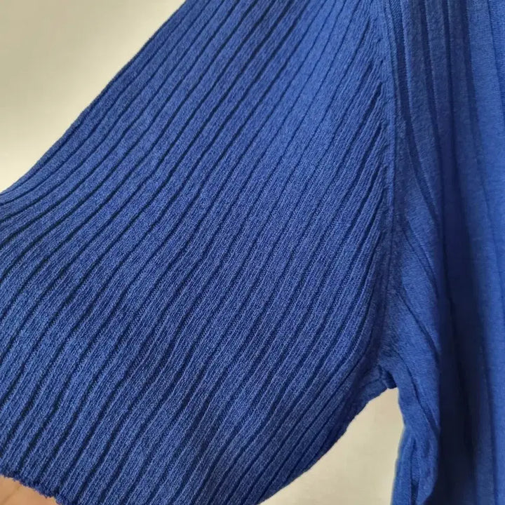 [BUNJANG] Viscose Rayon Cobalt Blue Collar Knit Top / 비스코스레이온 카라니트 66.77