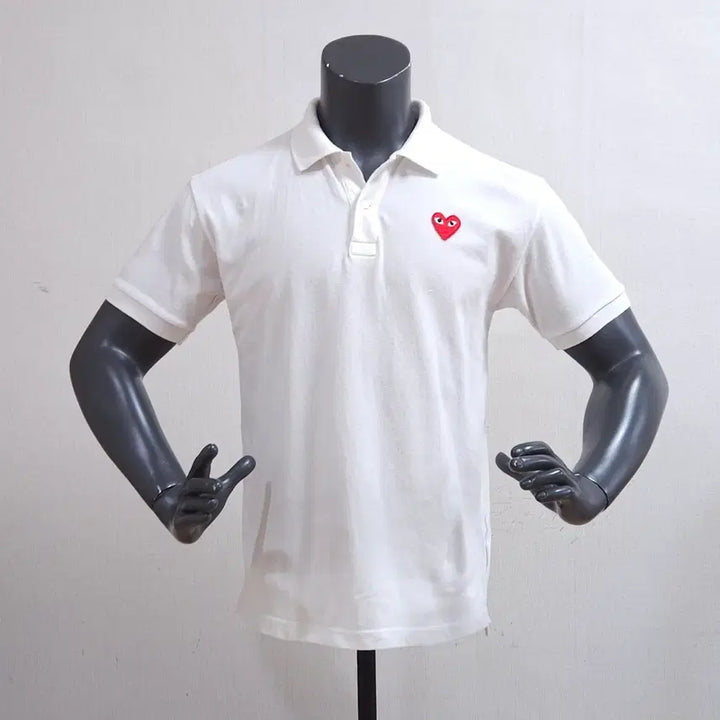 [SOLD OUT] 꼼데가르송 빨간 하트 반팔 폴로티 화이트