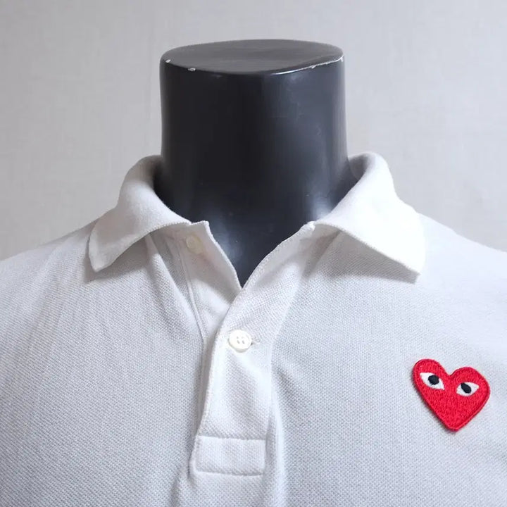 [SOLD OUT] 꼼데가르송 빨간 하트 반팔 폴로티 화이트