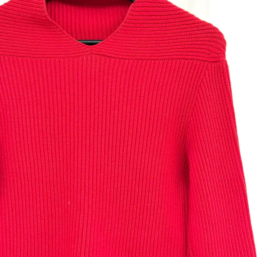 [BUNJANG] JW Anderson Red V-Neck Wool Knit Sweater / jw 앤더슨 레드 브이넥 울 니트