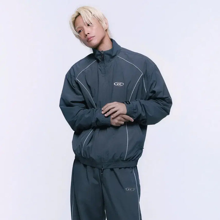 [SOLD OUT] 본투윈 실버라인 나일론 트랙자켓 그레이