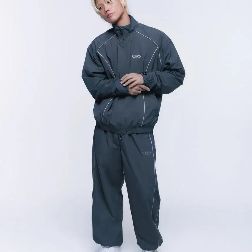 [SOLD OUT] 본투윈 실버라인 나일론 트랙자켓 그레이