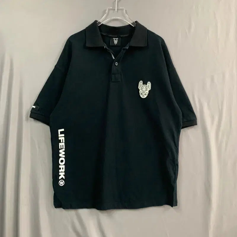 [BUNJANG] LifeWork Silicone Radog Patch Oversized PK Short Sleeve Polo Shirt / L 라이프워크 실리콘 라독 패치 오버핏 PK 반팔 카라티