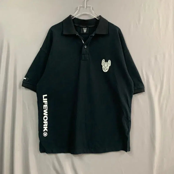 [BUNJANG] LifeWork Silicone Radog Patch Oversized PK Short Sleeve Polo Shirt / L 라이프워크 실리콘 라독 패치 오버핏 PK 반팔 카라티