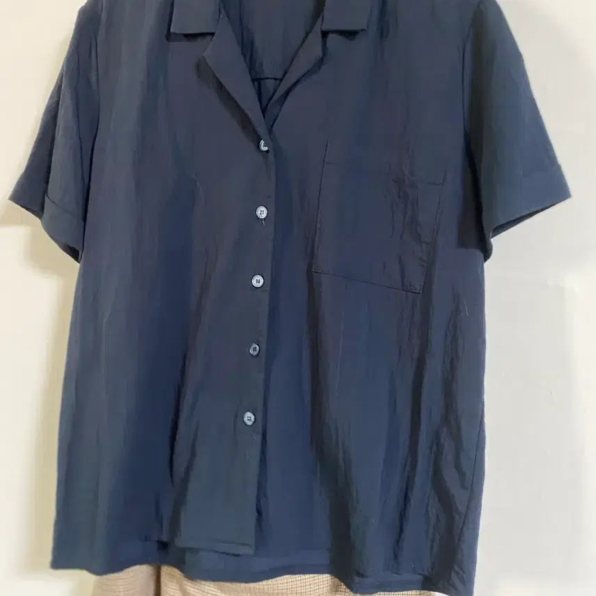 [BUNJANG] Navy Collar Blouse (Size 66) / 네이비 카라 셔츠블라우스 66