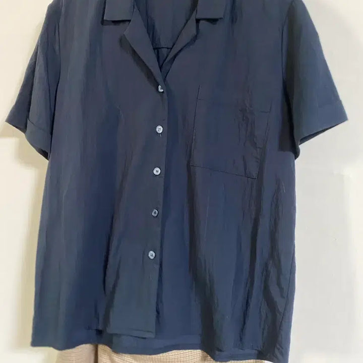 [BUNJANG] Navy Collar Blouse (Size 66) / 네이비 카라 셔츠블라우스 66