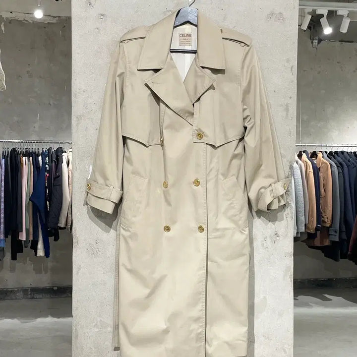 [BUNJANG] Old Celine Light Beige Trench Coat / 올드 셀린느 라이트 베이지 금장 버튼 트렌치 코트