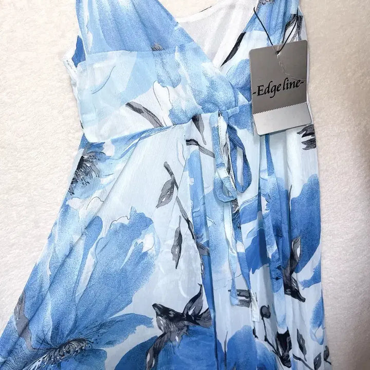 [BUNJANG] Oriental Fairy Floral Chiffon Asymmetrical Mini Dress / 블루 오리엔탈 페어리 플라워 쉬폰 언발 미니원피스 하와이안 갸루 핀터