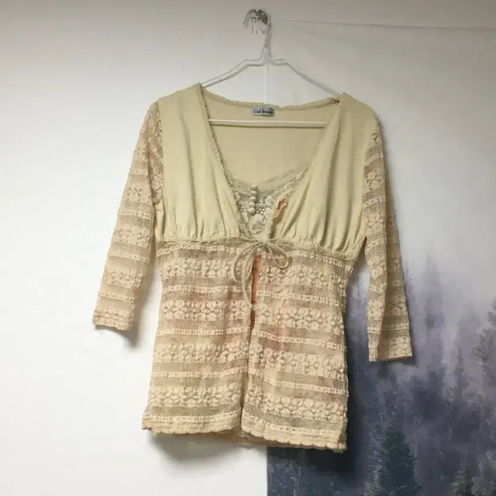 [BUNJANG] Oriental Lace Tank Top and Cardigan Set / 나시&amp;가디건 세트