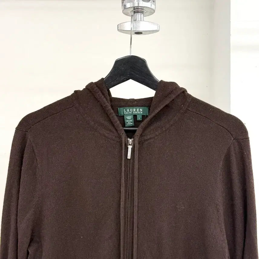[BUNJANG] Lauren Ralph Lauren Brown Knit Hooded Zip-Up / 로렌 랄프로렌 브라운 니트 후드집업