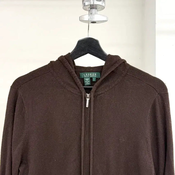 [BUNJANG] Lauren Ralph Lauren Brown Knit Hooded Zip-Up / 로렌 랄프로렌 브라운 니트 후드집업