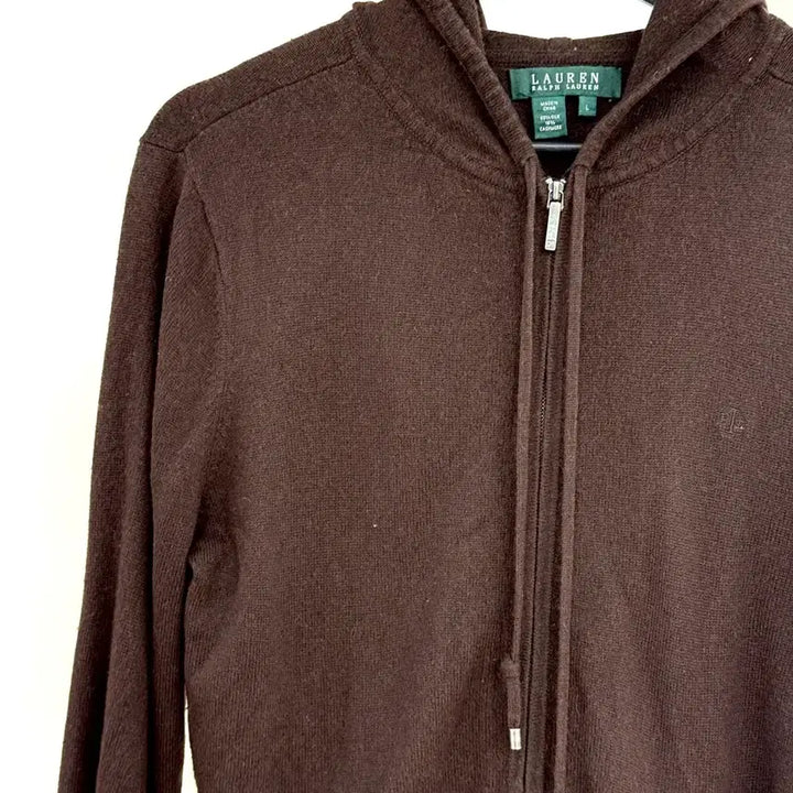 [BUNJANG] Lauren Ralph Lauren Brown Knit Hooded Zip-Up / 로렌 랄프로렌 브라운 니트 후드집업