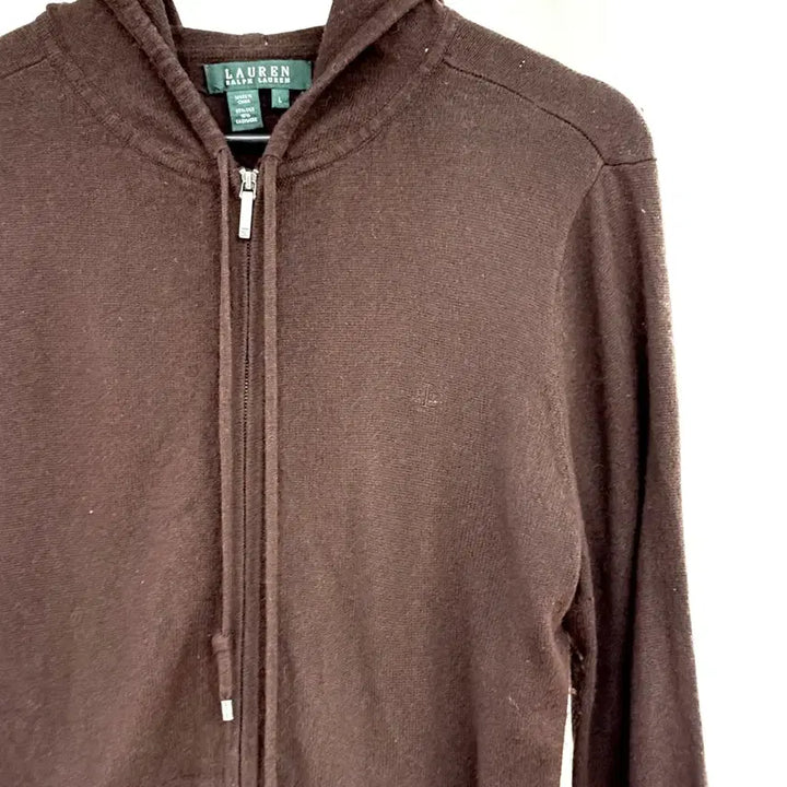 [BUNJANG] Lauren Ralph Lauren Brown Knit Hooded Zip-Up / 로렌 랄프로렌 브라운 니트 후드집업