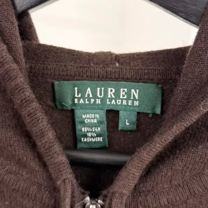 [BUNJANG] Lauren Ralph Lauren Brown Knit Hooded Zip-Up / 로렌 랄프로렌 브라운 니트 후드집업