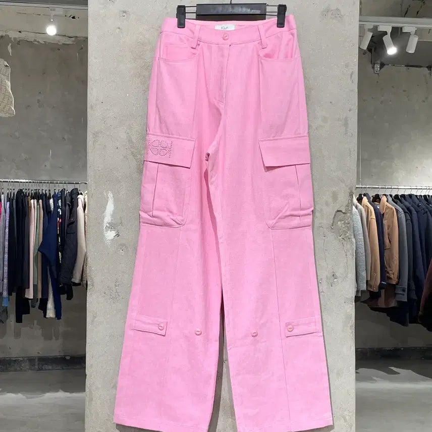 [BUNJANG] Kijun Pink Wide Cargo Pants / 기준 핑크 와이드 카고 팬츠