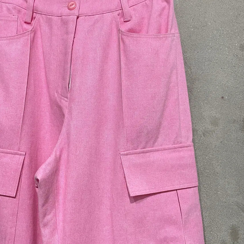 [BUNJANG] Kijun Pink Wide Cargo Pants / 기준 핑크 와이드 카고 팬츠